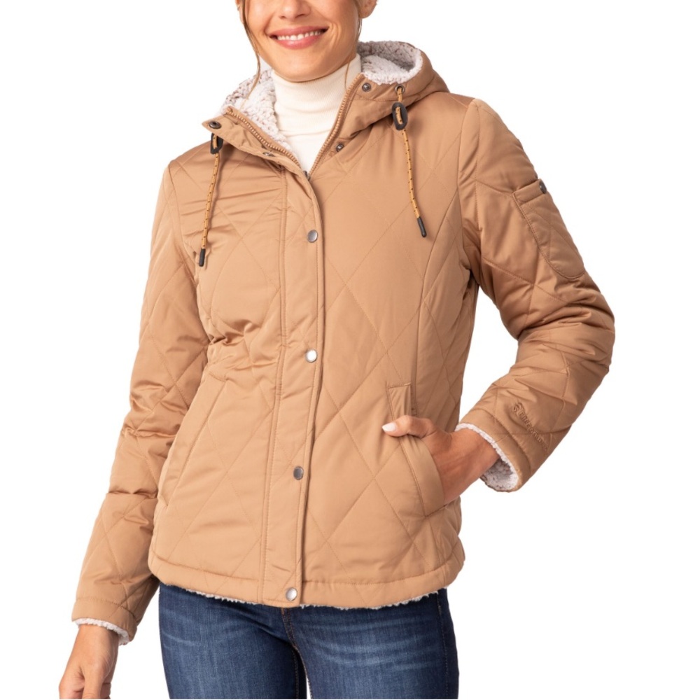 Free Country Tan Quilted Jacket with Sherpa Lining
